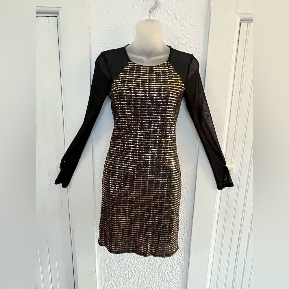 Black and Gold Sequin Dress